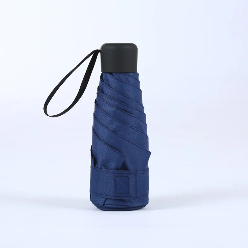 Mini Ultralight Pocket Women's Small Windproof Folding Umbrella Travel Compact Rain Men's Umbrella Sunscreen Umbrella Outdoor Um Oasis Select Navy blue-1pcs 6K
