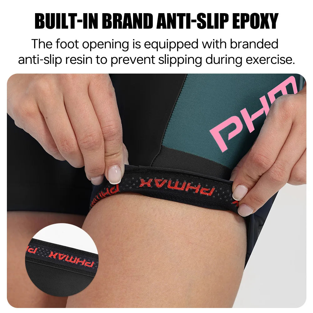 PHMAX Women's Cycling Bib Shorts 5D Silicone Pad Shockproof MTB Road Bike Shorts Breathable Quick Dry Summer Bicycle bib Oasis Select