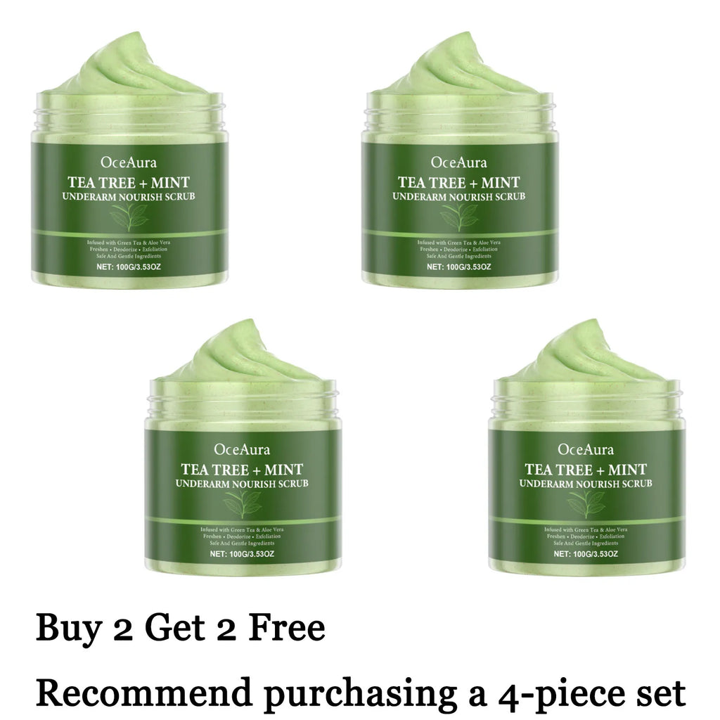 100G Tea Tree Body Scrub Cream Deep Cleaning Remove Dead Skin Enhance Smoothness Moisturizing Refreshing Body Exfoliating Cream Oasis Select 4 pcs United States