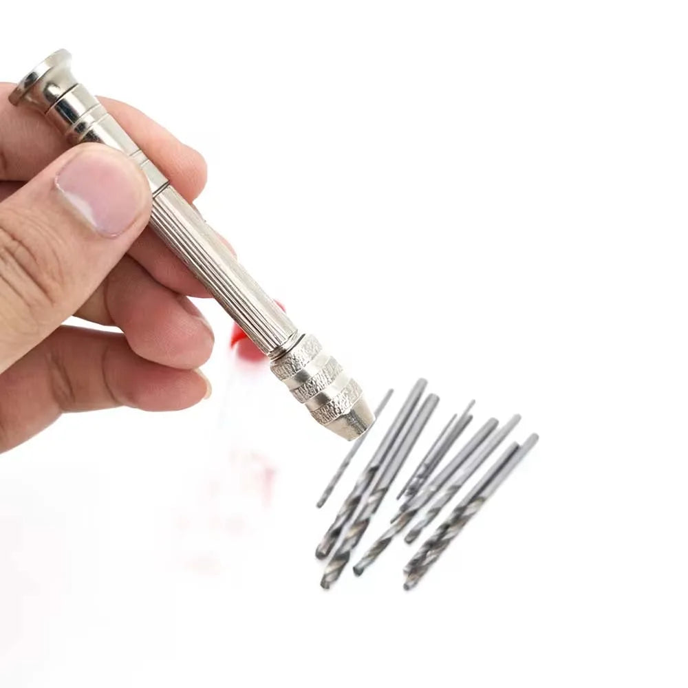 11pcs Micro Hand Drill Kit - 0.8-3.2mm Rotary Tool for Wood/Rubber/Model Drilling, Watch Repair Hand Tools Oasis Select