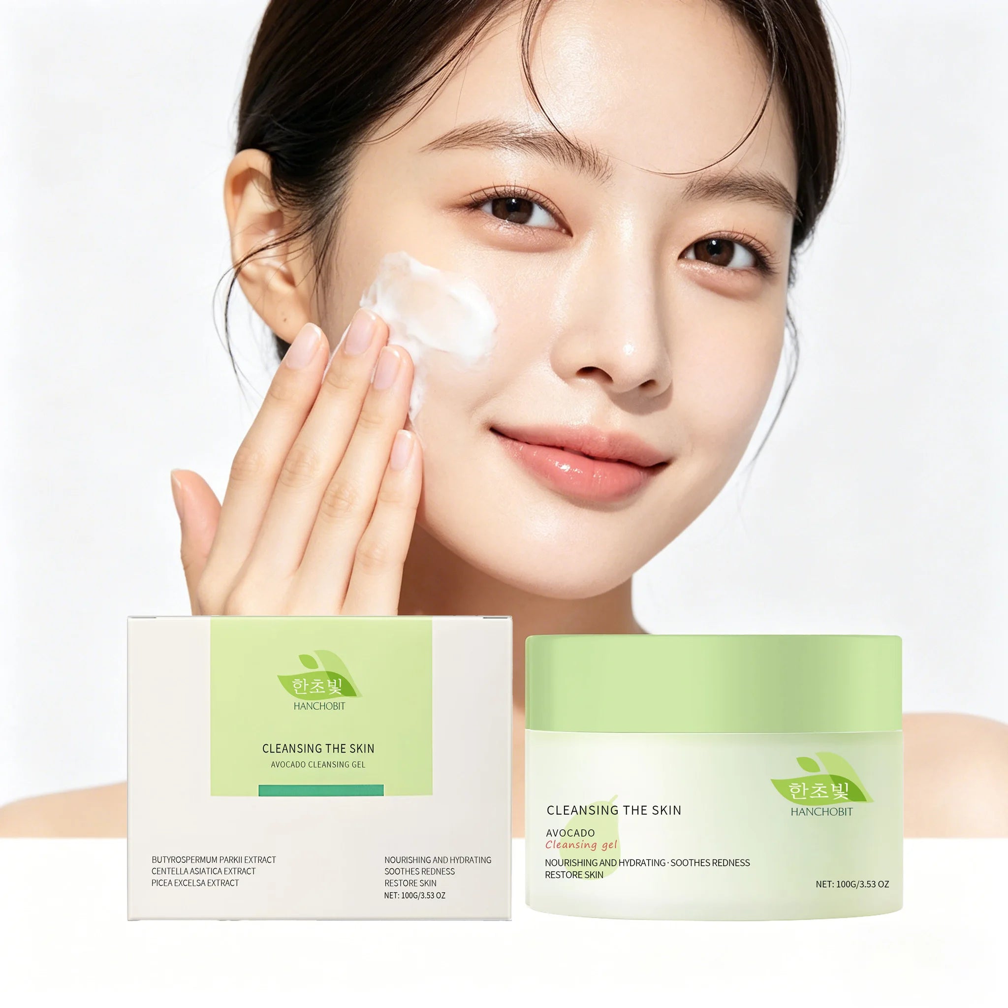 100g Avocado Makeup Remover Gel Gentle Dissolve Makeup Cleaning Pore Non-tight Refreshing Soothing Redness Face Makeup Remover Oasis Select