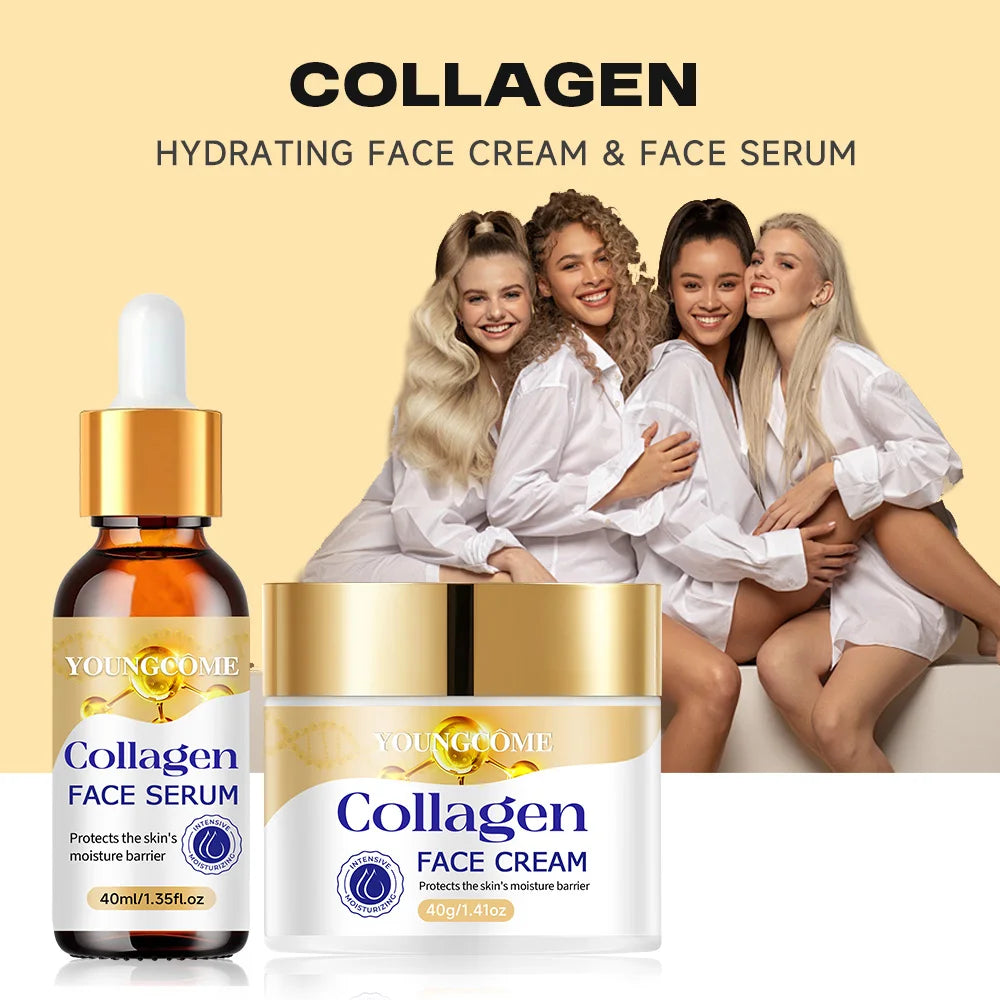 YOUNGCOME Collagen Cream & Serum Set – Vitamin E Moisturizing Face Cream & Serum Set Oasis Select