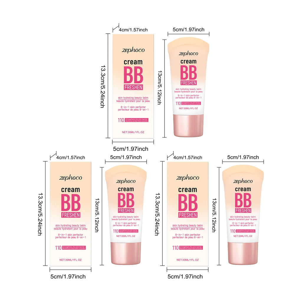 3 Colors Hydrating Concealer BB Cream Natural Brightening Skin Tone Buildable Coverage Cover Blemishes for Daily Base Makeup Oasis Select