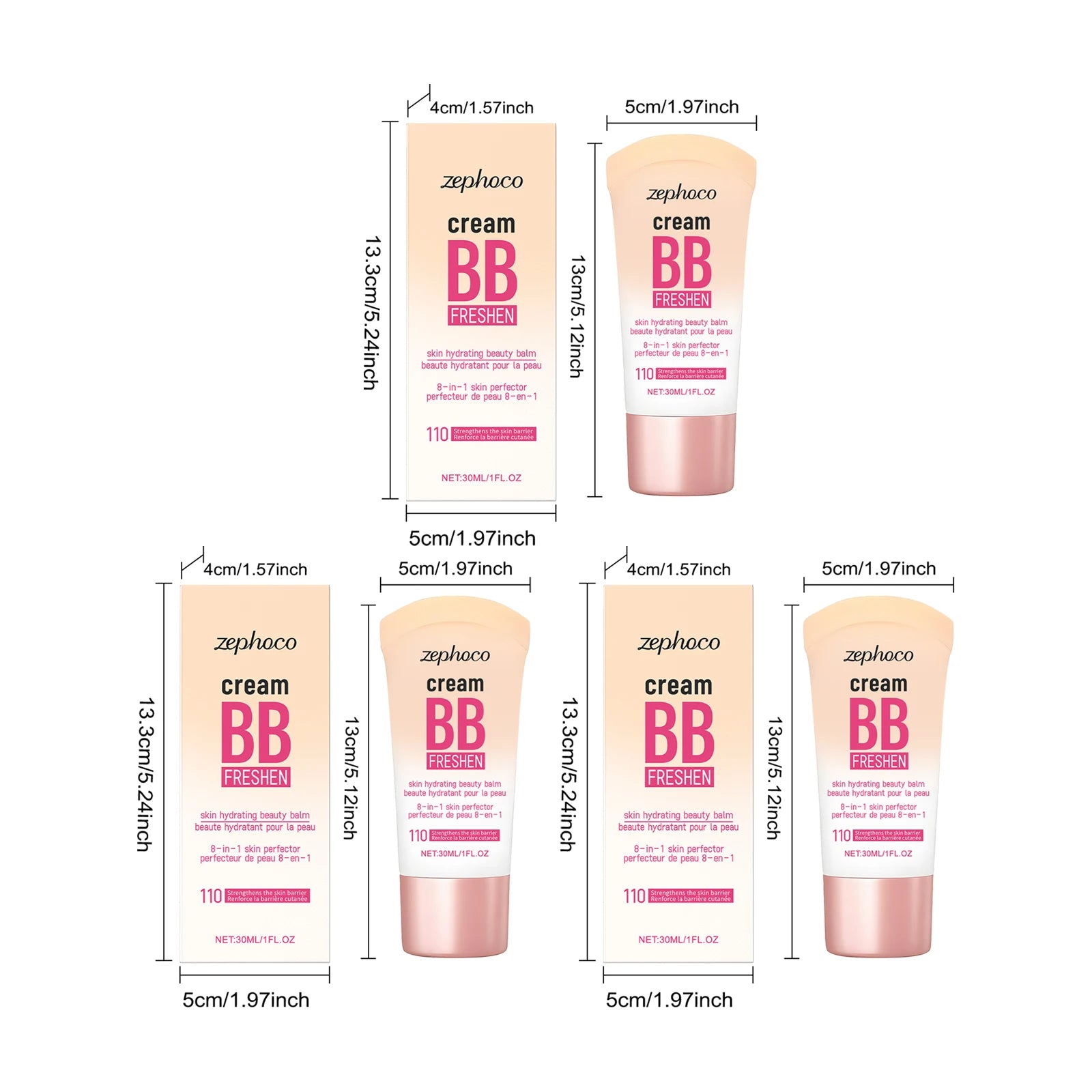 3 Colors Hydrating Concealer BB Cream Natural Brightening Skin Tone Buildable Coverage Cover Blemishes for Daily Base Makeup Oasis Select