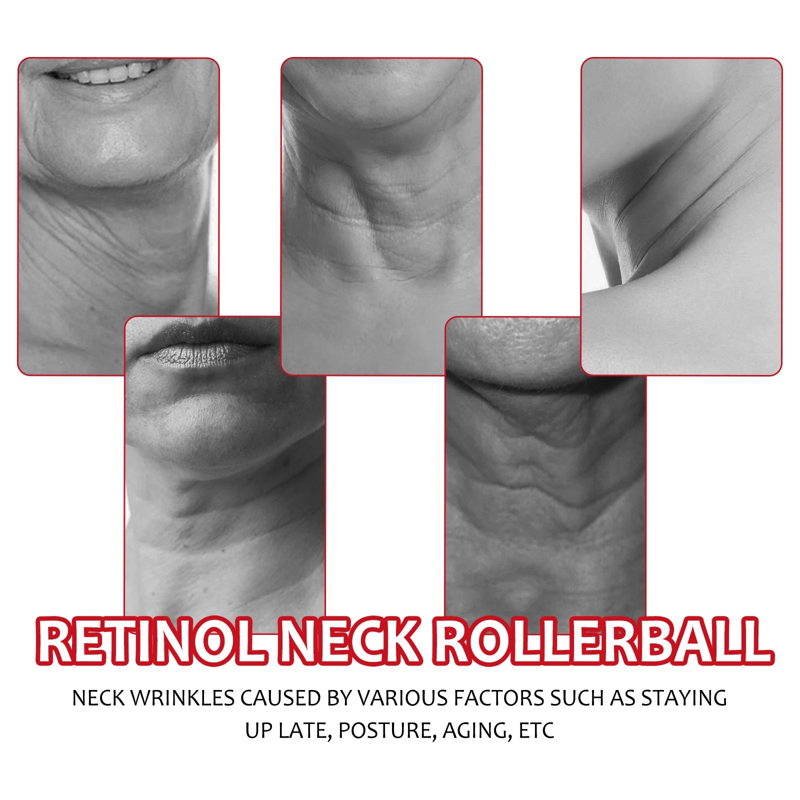10ML Retinol Neck Serum Roller Daily Moisturizing Enhance Firmness Glowing Fade Fine Lines Smoothing Non-greasy Lifting Glowing Neck Care Serum Oasis Select