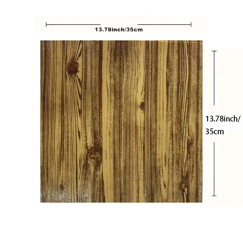 10Pcs 35*35cm Bedroom Decoration Wallpaper 3D Background Wall Stickers Self Adhesive Living Room Waterproof Wood Grain Home Oasis Select black 10Pcs-35x35cm