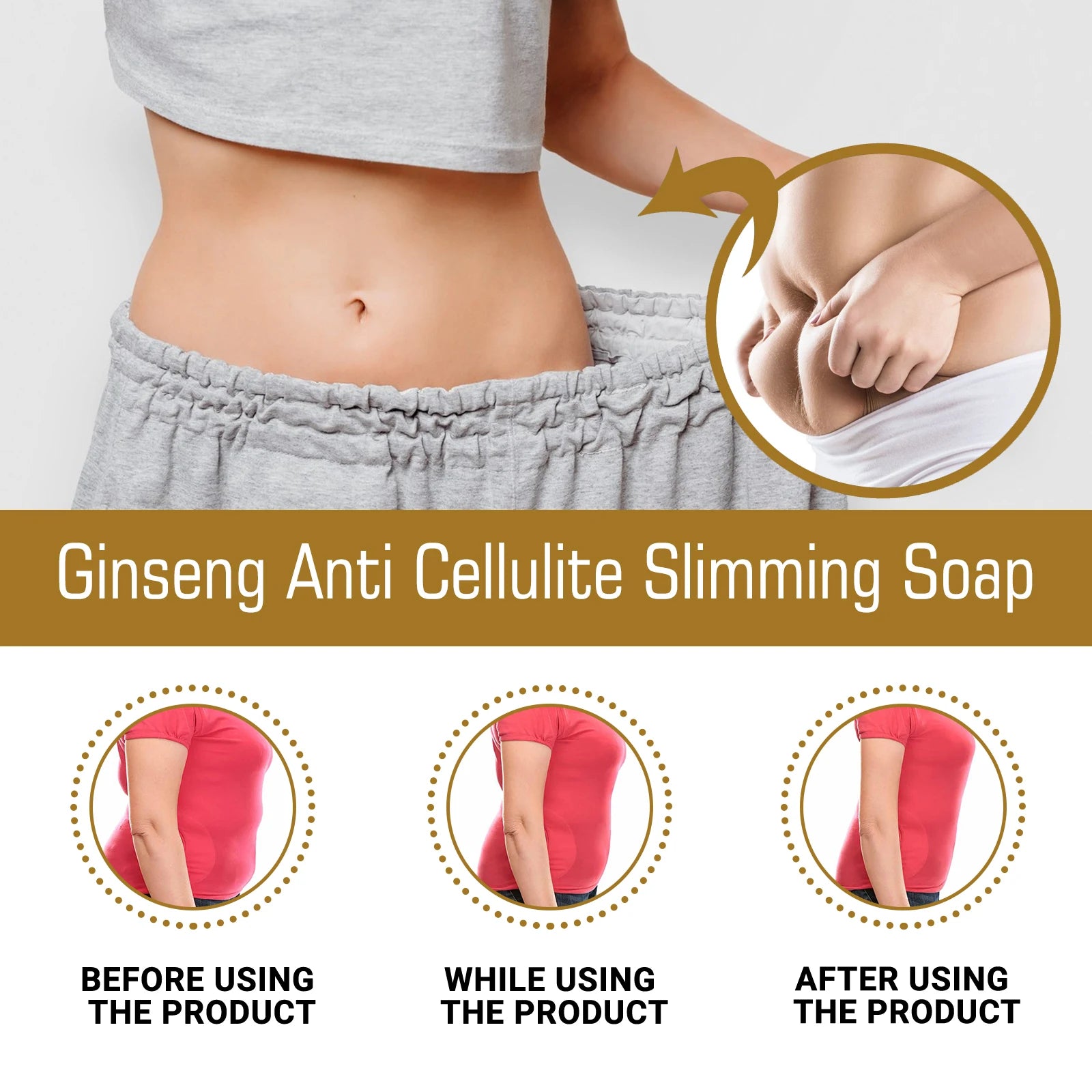 100G Ginseng Body Slimming Soap Gentle Cleaning Body Tightening Skin Moisturizing Enhance Skin Elasticity Improve Firmness Body Soap Oasis Select