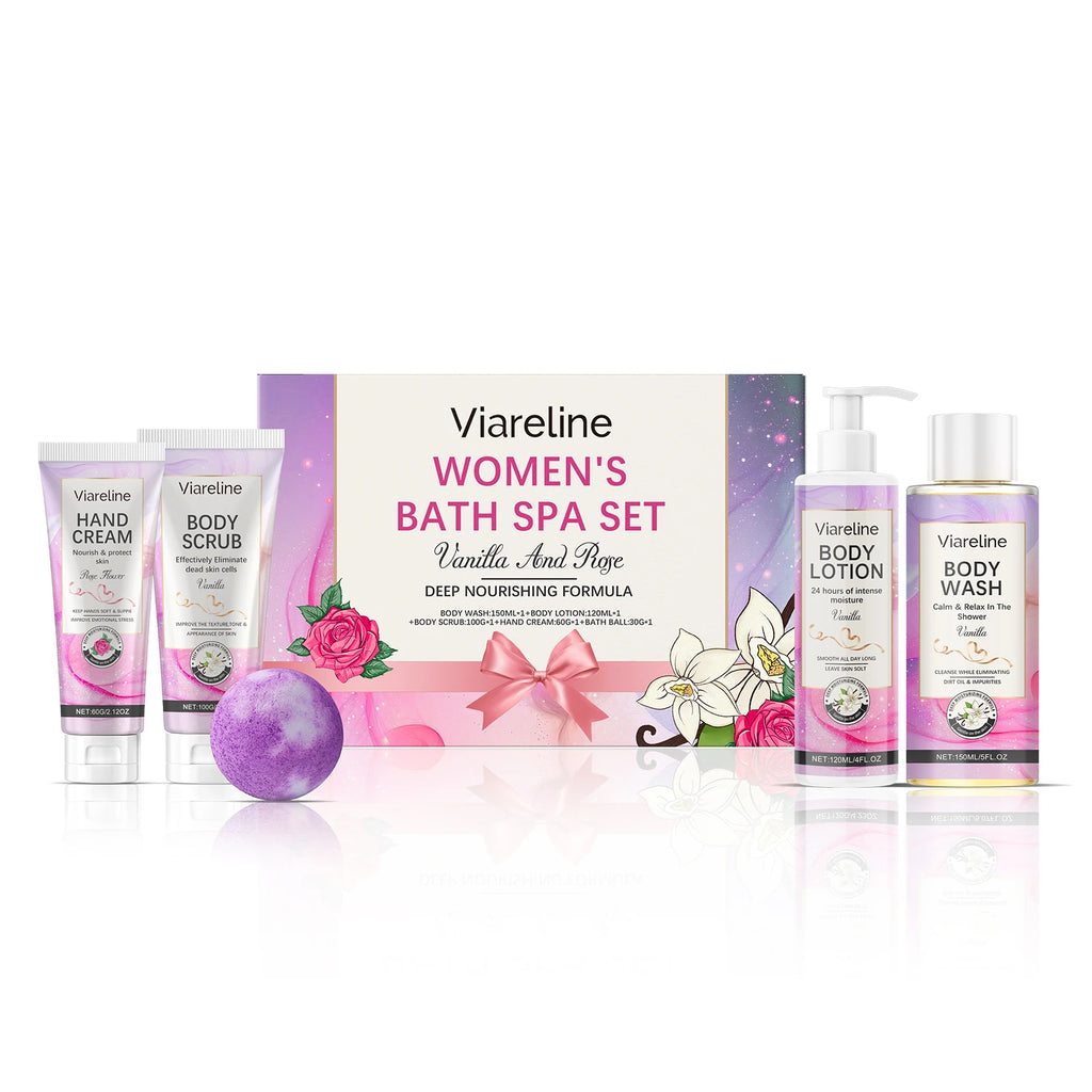 Floral Scent Women Bath Set Gentle Cleaning Dirts Reduce Dryness Smoothing Exfoliating Softening Body Skin Care Set for Gift Oasis Select 1 set United States