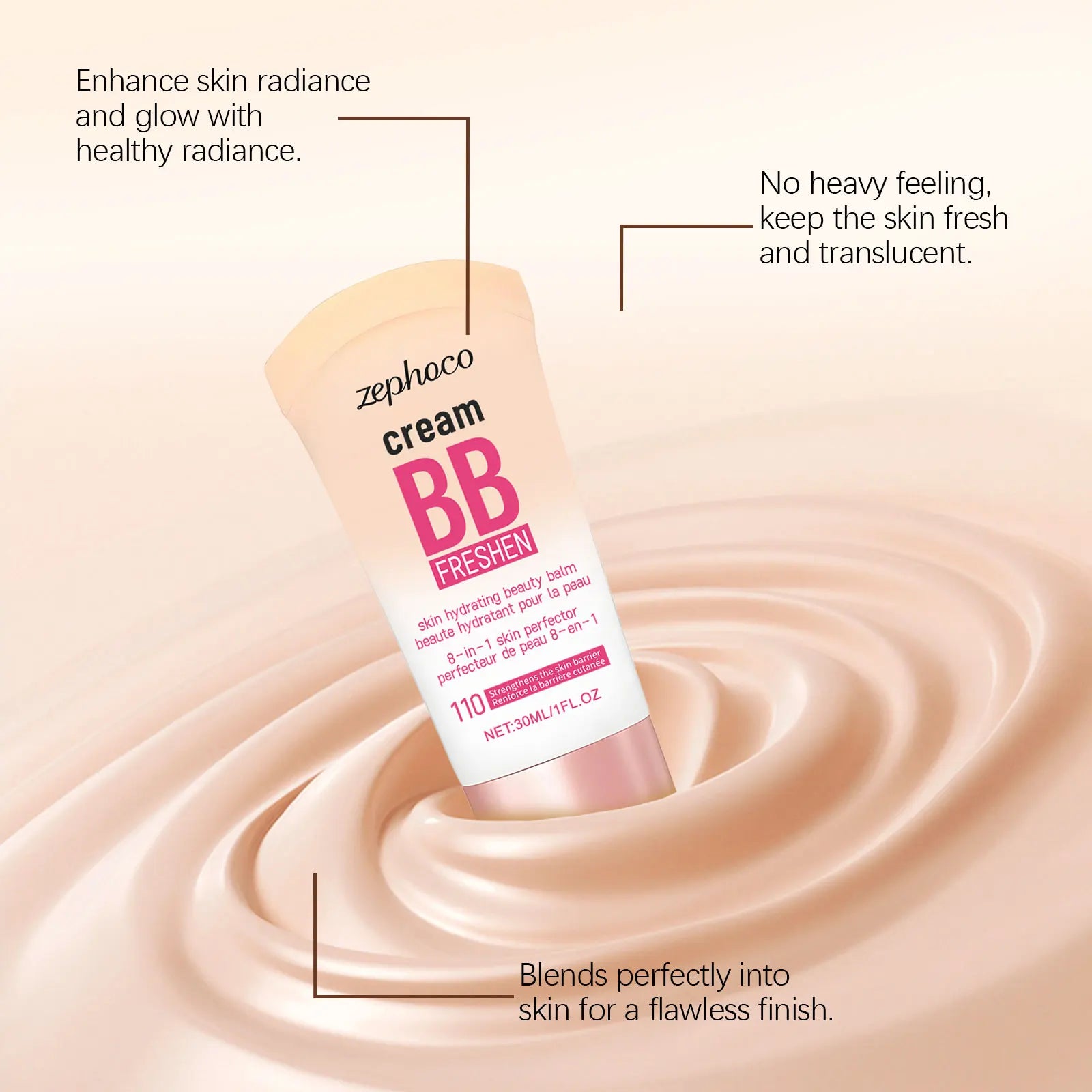 3 Colors Hydrating Concealer BB Cream Natural Brightening Skin Tone Buildable Coverage Cover Blemishes for Daily Base Makeup Oasis Select