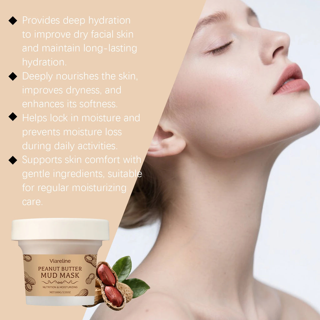 100G Peanut Butter Face Clay Mask Cleaning Pore Dirts Enhance Smoothness Reduce Dryness Improve Skin Texture Facial Mud Mask Oasis Select
