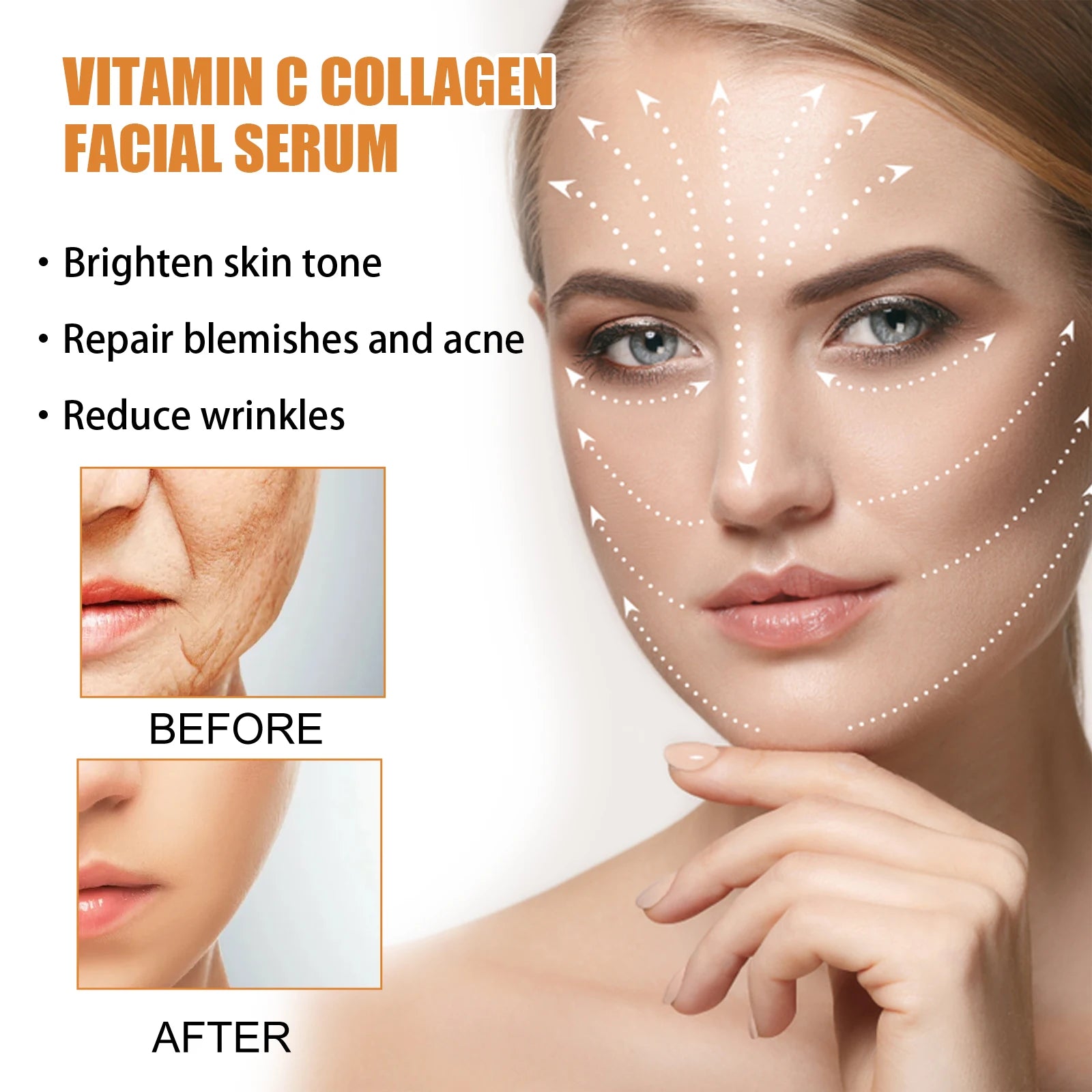 50ML Vitamin C Face Serum Deep Moisturizing Anti-oxidant Boosts Skin Elasticity Fade Fine Lines Firming Reduce Dullness Glowing Facial Serum Oasis Select