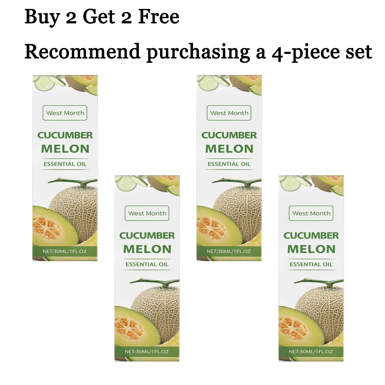 30ML Cucumber Melon Essence Oil Deep Moisturizing Enhance Smoothness Relaxing Muscle Lasting Fresh Fragrance Soothing Body Oil Oasis Select 4 pcs Other United States