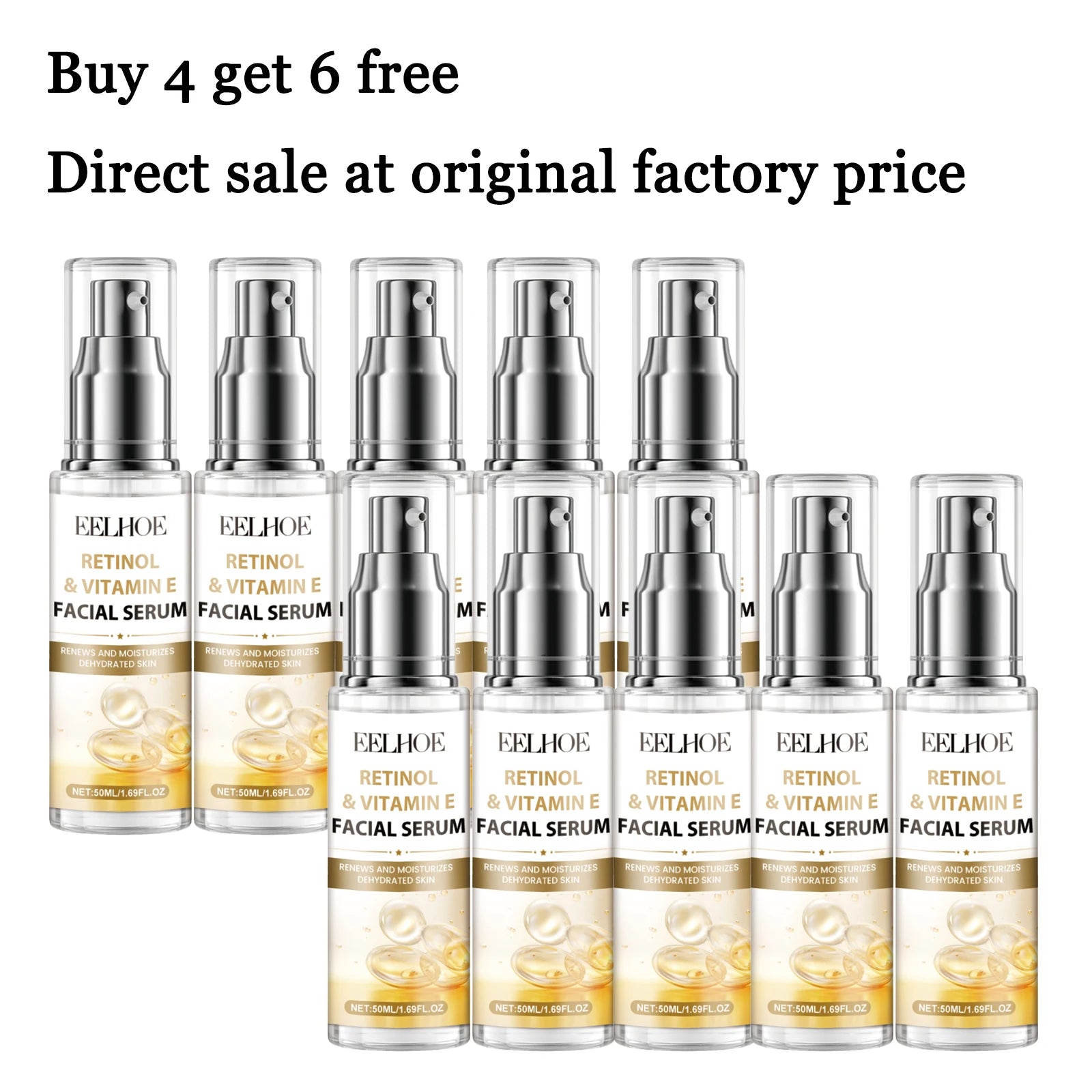 50ML Retinol Night Face Serum Moisturizing Improve Skin Elasticity Enhance Smoothness Glowing Anti-oxidant Beauty Skin Facial Serum Oasis Select 10 pcs United States