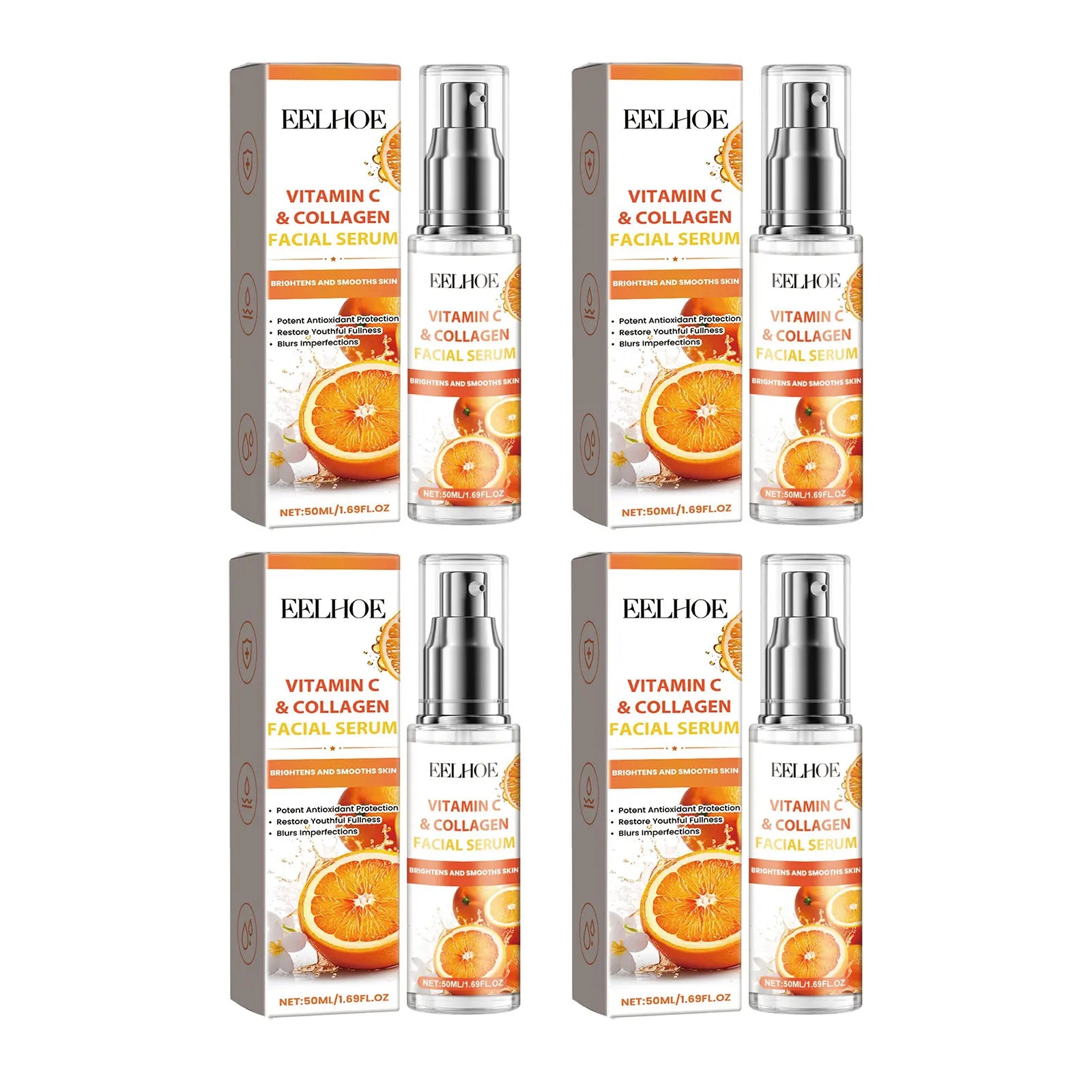 Vitamin C Facial Essence Shrinking Pores Oil Control Firming Skin Moisturizing Improving Puffiness Skin Care Collagen Face Serum Oasis Select 4 X 50ml boxed