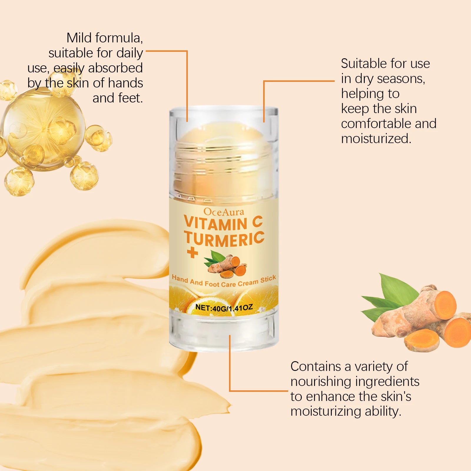 40g Hand and Foot Hydrating Cream Nourishing Smoothing Reduce Dryness Relief Dry Itching Repair Cracked Skin Non-greasy Balm Oasis Select