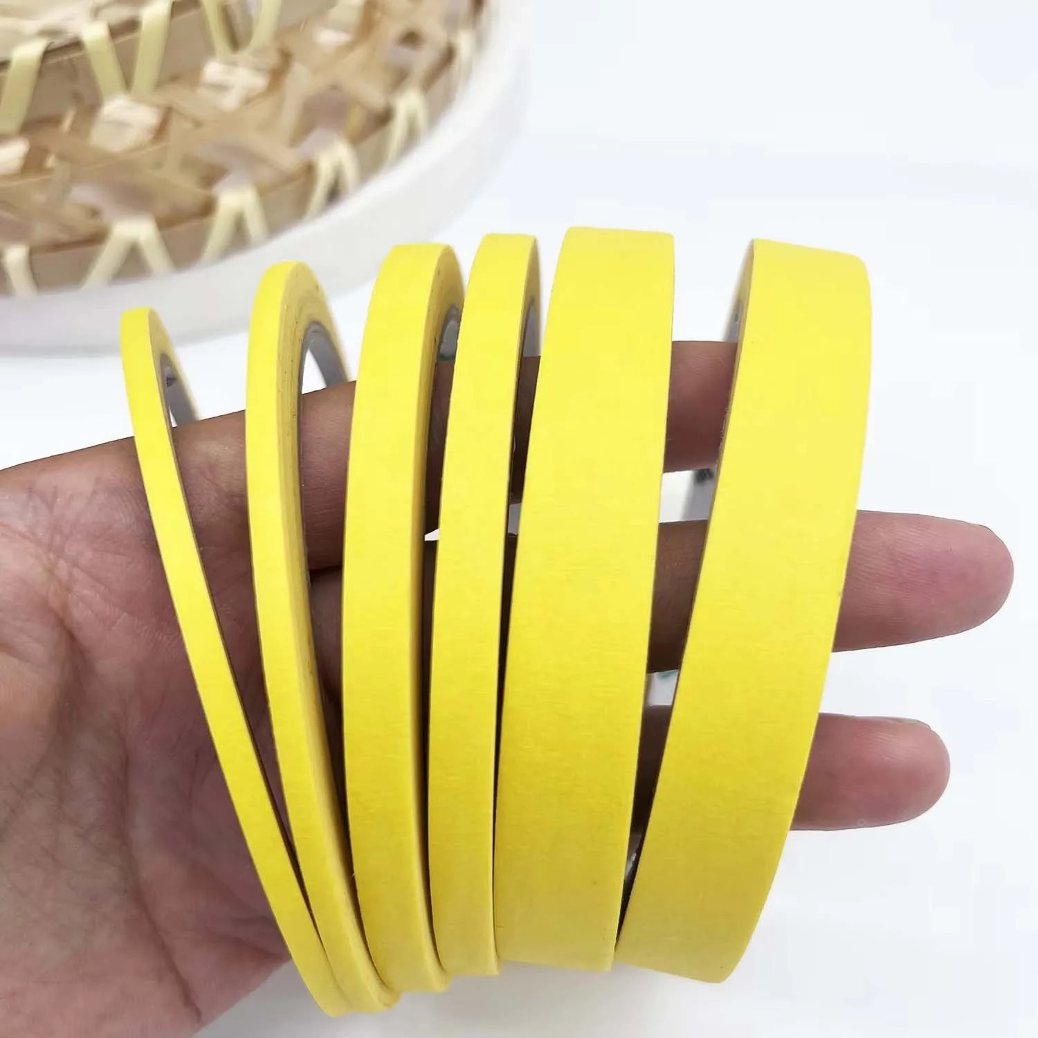 3/6 Rolls 3size Colorful Paper Masking Painters Tapes Painting Labeling Arts Crafts,Removal for Crafts, Labeling,DIY Decorative Oasis Select 6pcs yellow