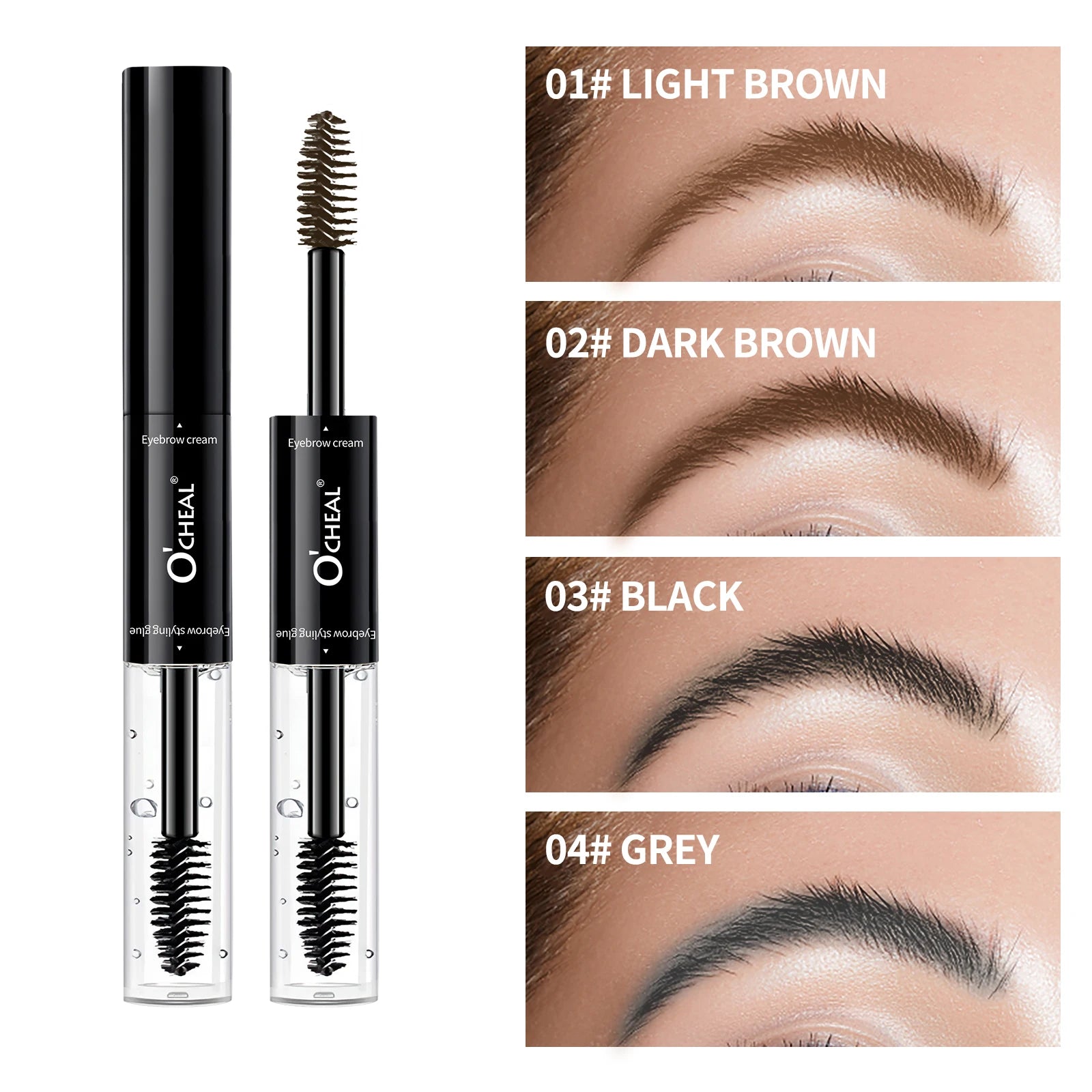 O'cheal 2 In 1 Mascara Double Head Black Curled Lashes Mascara Eyebrow Styling 3D Feathery Wild Brow Wax Eyebrows Brush Mascara Oasis Select