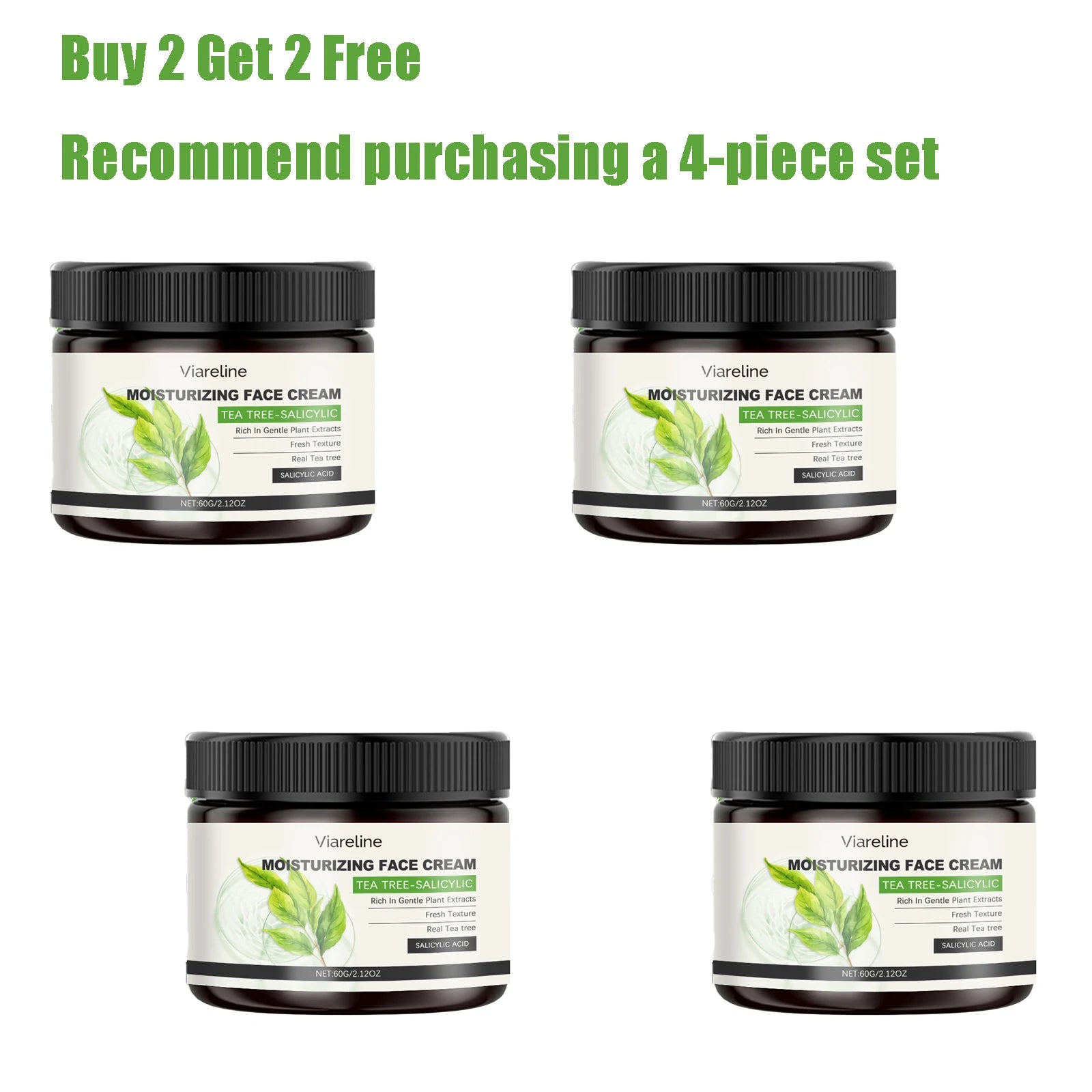 60G Salicylic Acid Facial Cream Gentle Moisturizing Refines Pores Brightening Improve Roughness Smoothing Non-greasy Face Lotion Oasis Select 4pcs United States