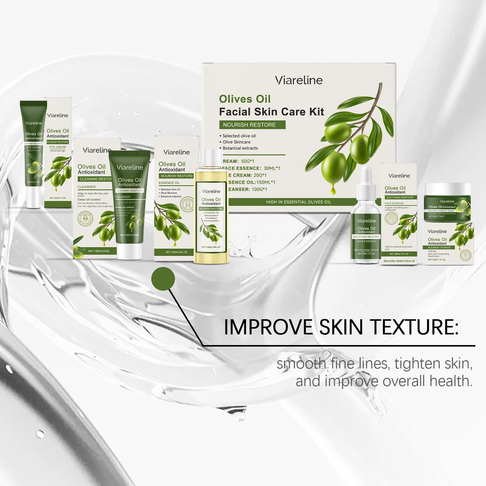 1 Set Olives Oil Facial Skin Care Set Gentle Moisturizing Soothing Redness Improve Dryness Enhance Skin Elasticity Face Care Set Oasis Select