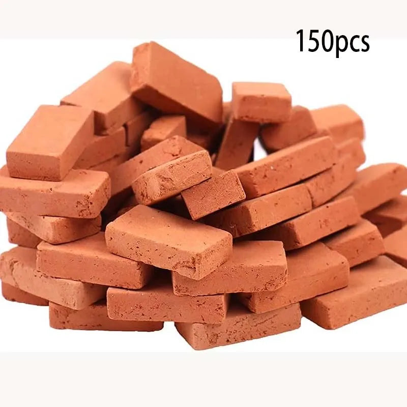 150/200 Pieces Mini Bricks For Landscaping Miniature Bricks Brick Wall Small Bricks For Dollhouse Garden Parts,1/35 Scale Oasis Select Red Brick 150pcs