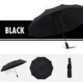Solid Color Windproof Double-layer Umbrella Fully Automatic Umbrella Large Size Rain and Rain Dual-use Business Folding Umbrella Oasis Select black 10K