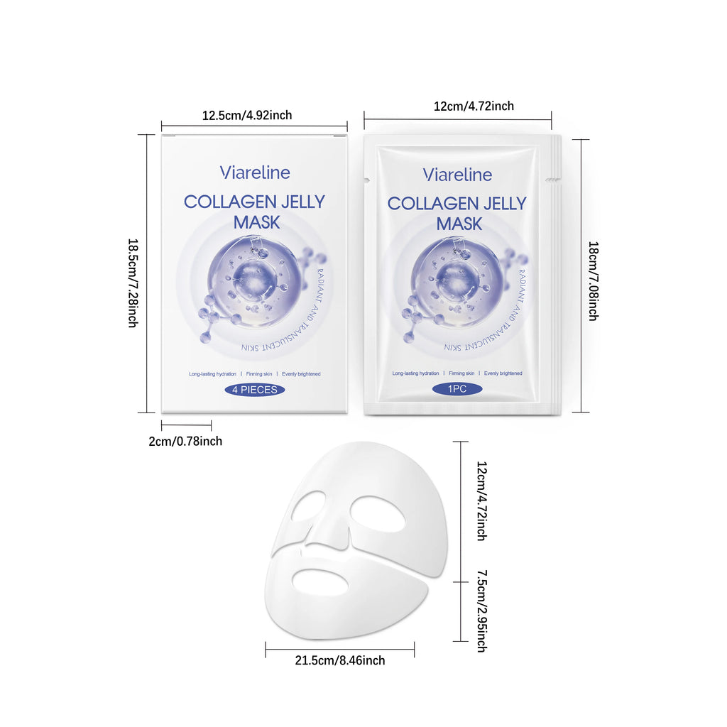 4 PCS Collagen Face Mask Deep Moisturizing & Nourishing Enhance Skin Elasticity Improve Dryness Softening Glow Face Jelly Mask Oasis Select