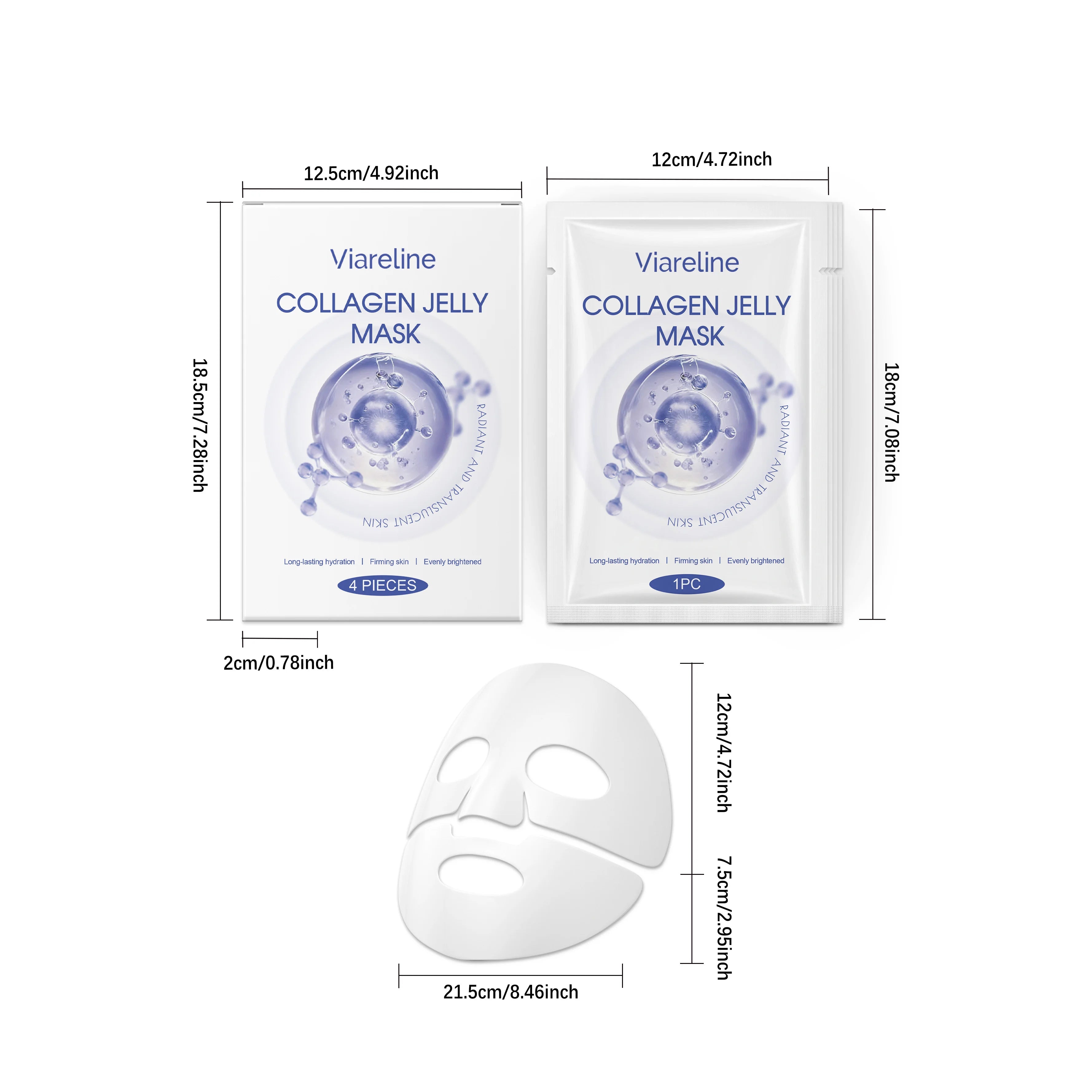 4 PCS Collagen Face Mask Deep Moisturizing & Nourishing Enhance Skin Elasticity Improve Dryness Softening Glow Face Jelly Mask Oasis Select