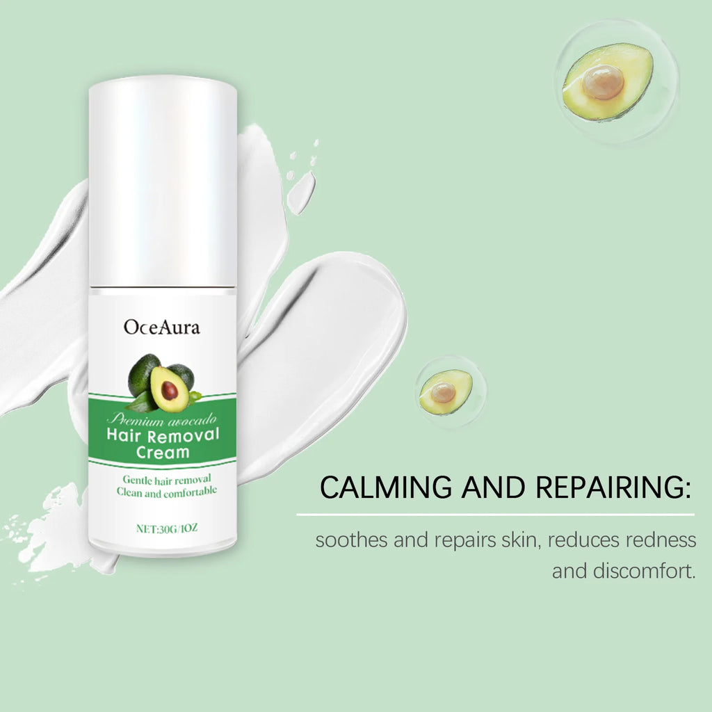 30G Avocado Hair Removal Cream Gentle Cleaning Pore Non-irritating Enhance Smoothness Soothing Discomfort Hair Remove Lotion Oasis Select