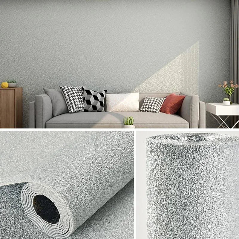 50cm Wide Self-Adhesive PVC 3D Linen Foam Solid Color Thickened Waterproof Background Wall Decoration Wallpaper/Wall Sticker. Oasis Select grey 50cmX10m