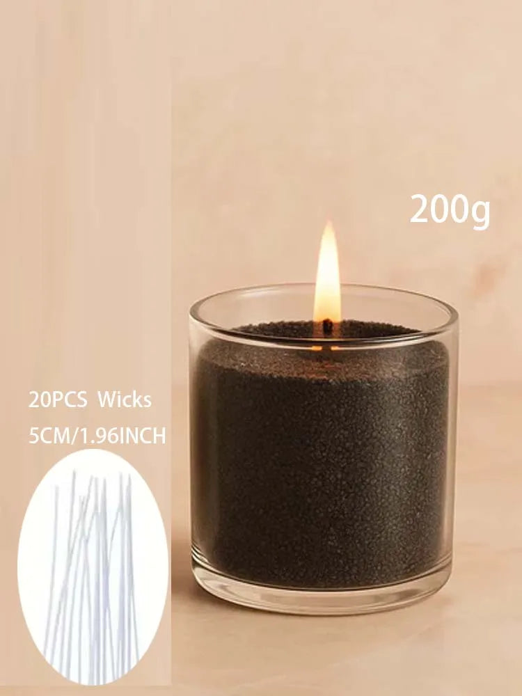 200G 6Colors Sand Wax Ice Flower Wax DIY Candle Making with 20pcs Wick Snowflake Wax Pearl Candles Sand Painting Materials Oasis Select 200g black 20pcswick