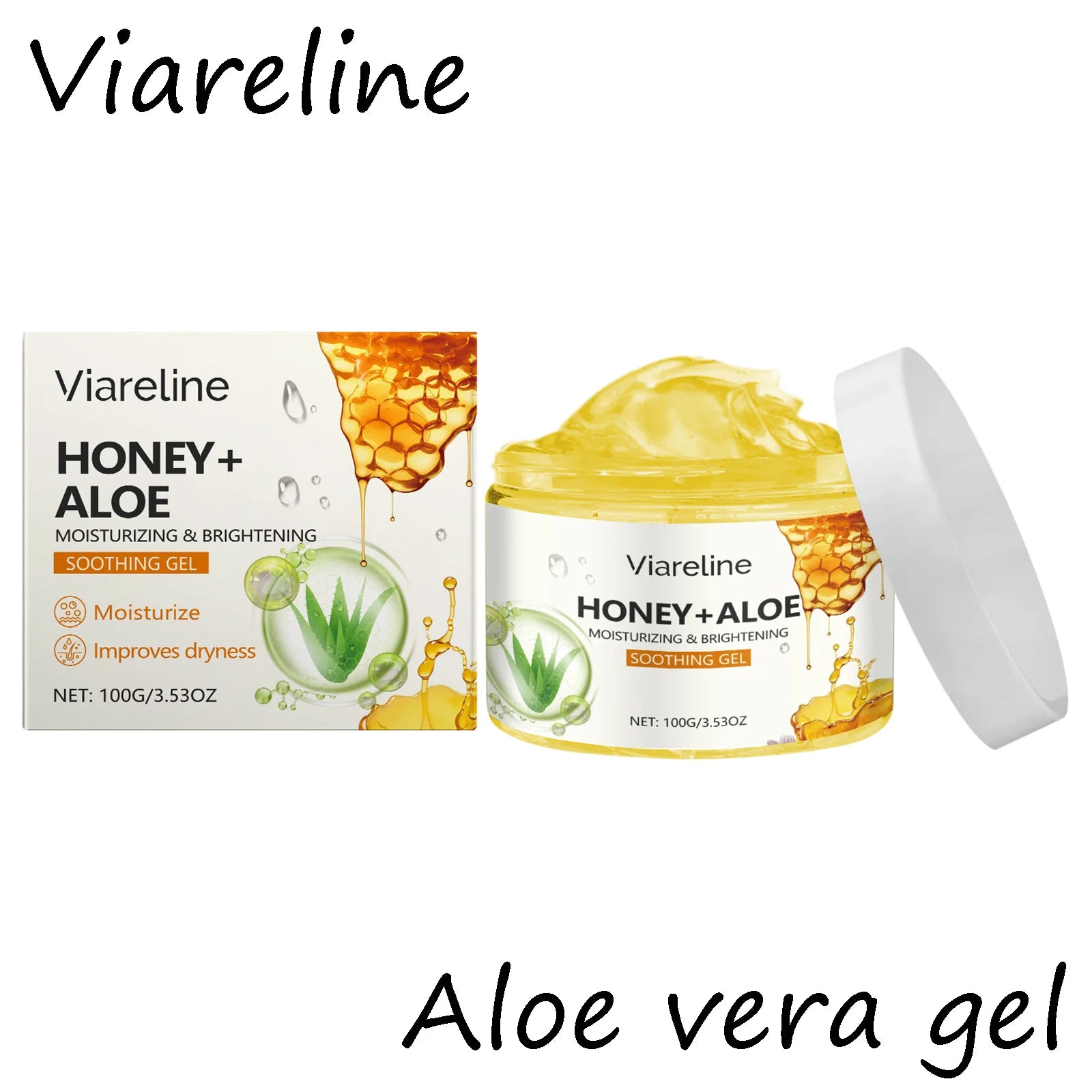 Viareline Honey Aloe Vera Face Gel Repair Sunburn Skin Moisturizing Relief Redness Reduce Dryness Oil Control Soothing Skin Gel Oasis Select