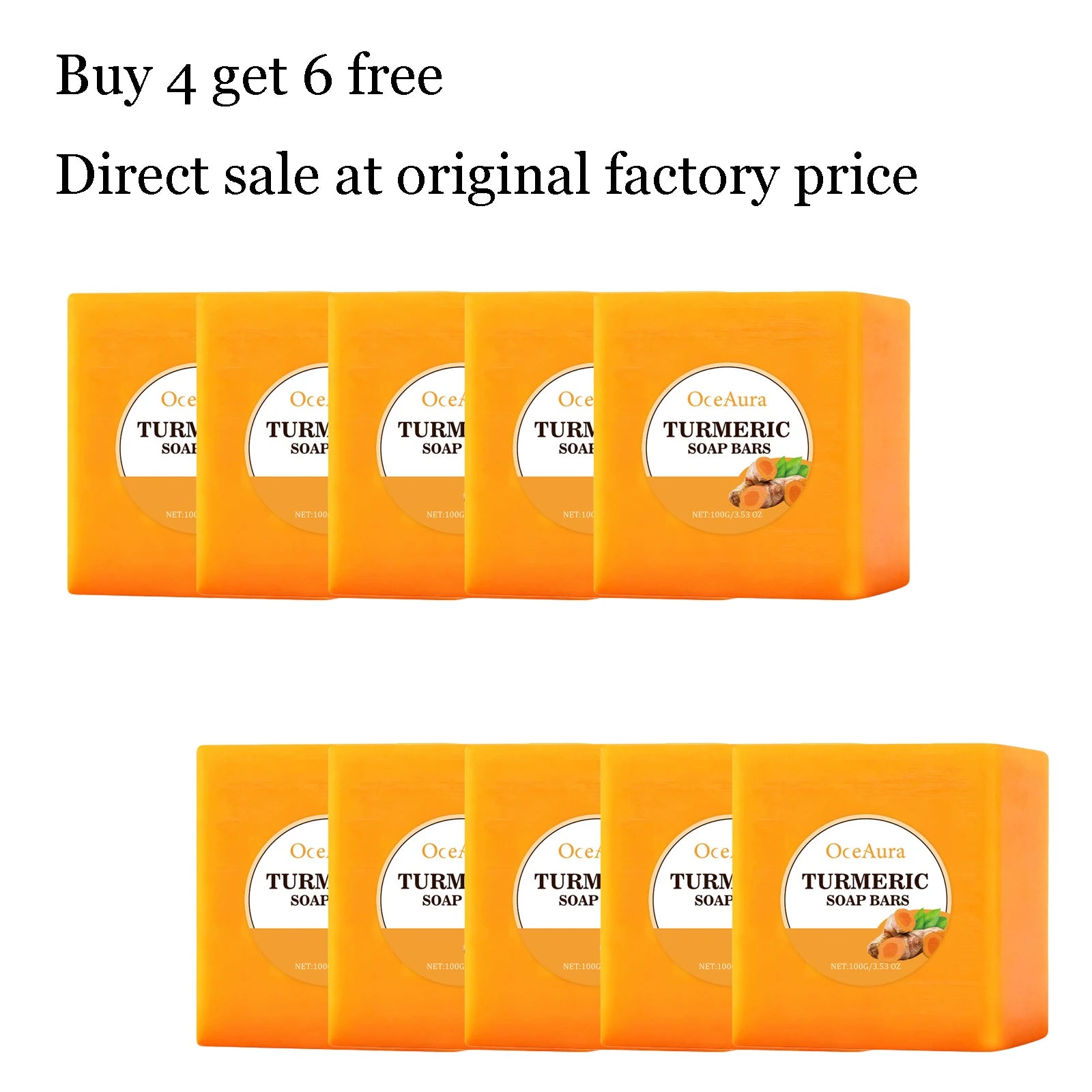 100G Turmeric Body Cleaning Soap Gentle Remove Dead Skin Deep Moisturizing Oil Control Improve Smoothness Softening Body Soap Oasis Select 10 pcs United States