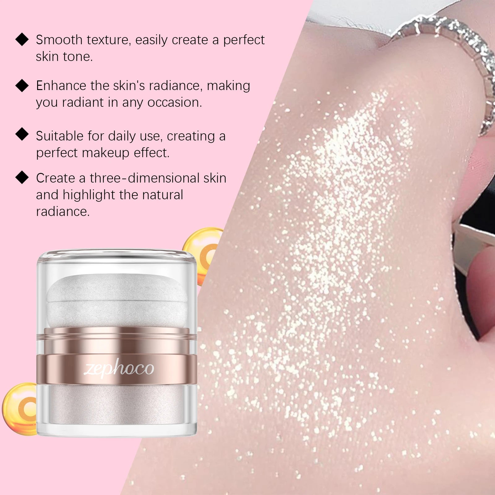 3g Body Pearl Highlighter with Fine Shimmer Hydrating Smooth Texture Lasting Shine Sweatproof Non-sticky Glowing Glitter Powder Oasis Select