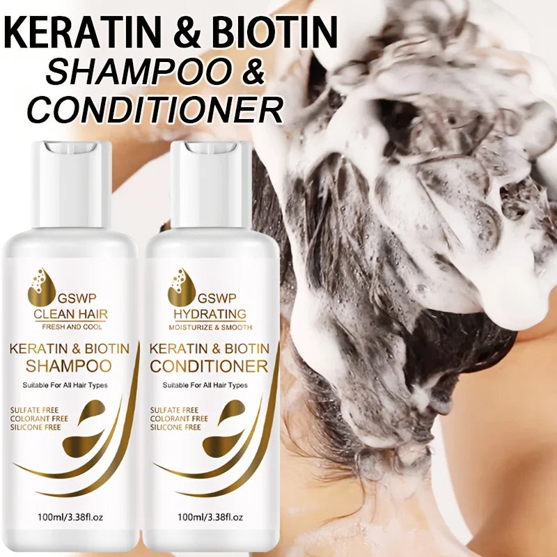 GSWP Keratin Biotin Shampoo & Conditioner, Moisturizes Hair & Scalp, Strengthens Hair,Deeply Cleanses and Moisturizes Hair.200ml Oasis Select
