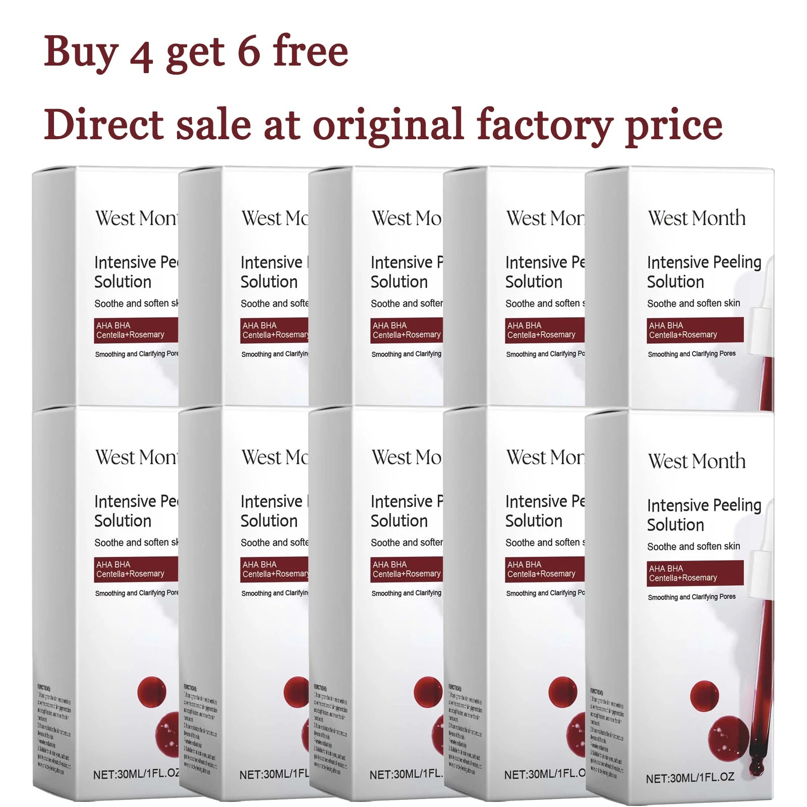 30ML Face Exfoliating Serum Gentle Reduce Dullness Fade Fine Lines Smoothing Clarifying Pores Glowing Skin Tone Facial Serum Oasis Select 10 pcs United States