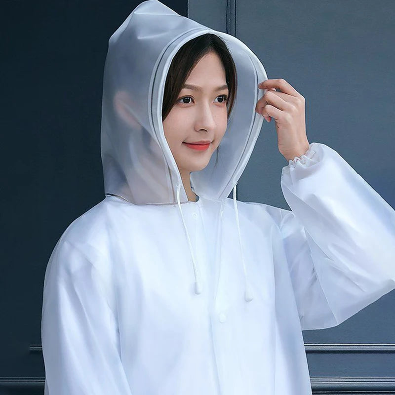 Waterproof EVA Long Raincoat for Adults Unisex Travel Hooded Raincoat with Drawstring Suitable for Fishing and Camping Oasis Select