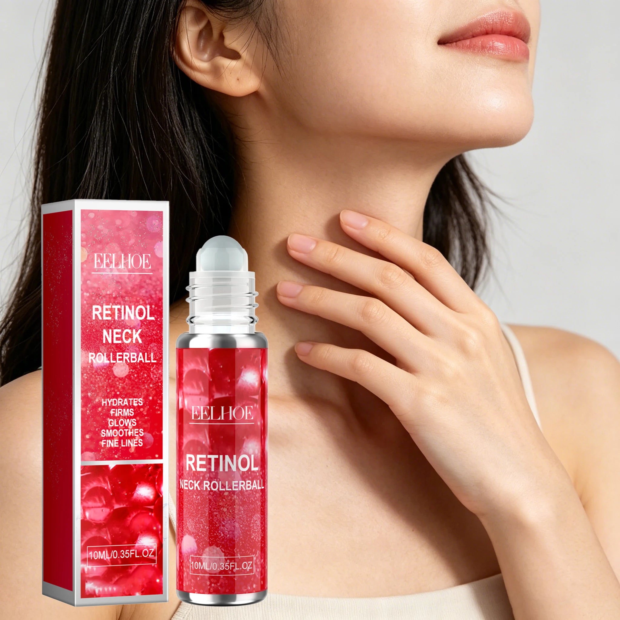 10ML Retinol Neck Serum Roller Daily Moisturizing Enhance Firmness Glowing Fade Fine Lines Smoothing Non-greasy Lifting Glowing Neck Care Serum Oasis Select