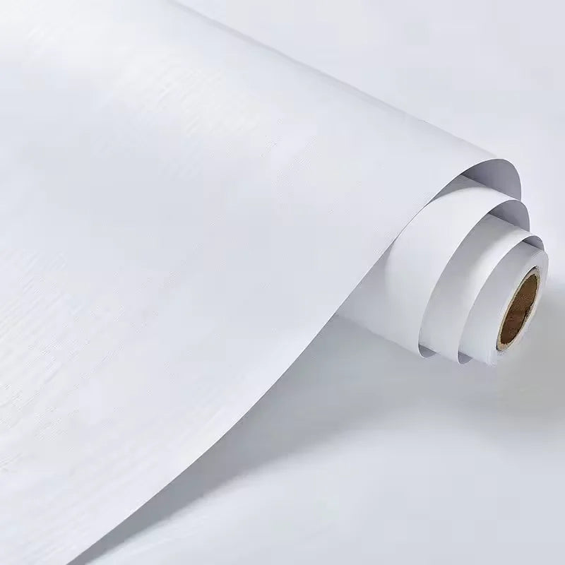 PVC Wood Grain Self-Adhesive Wallpaper Black White Solid Color 55cm Suitable For Wardrobes Kitchen Furniture And Wall Decoration Oasis Select baimuwen 55cmX20m