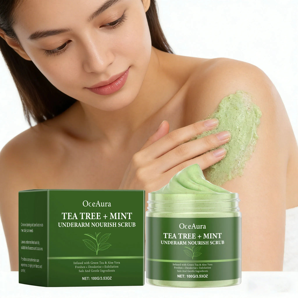 100G Tea Tree Body Scrub Cream Deep Cleaning Remove Dead Skin Enhance Smoothness Moisturizing Refreshing Body Exfoliating Cream Oasis Select