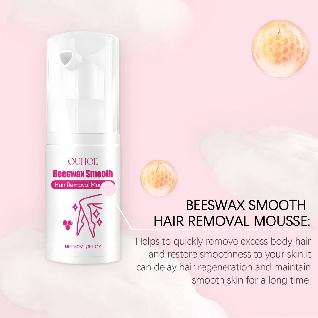 30ML Beeswax Hair Removal Mousse Smoothing Skin Refreshing Hydrating Prevent Dryness Non-irritating Natural Hair Remover Mousse Oasis Select