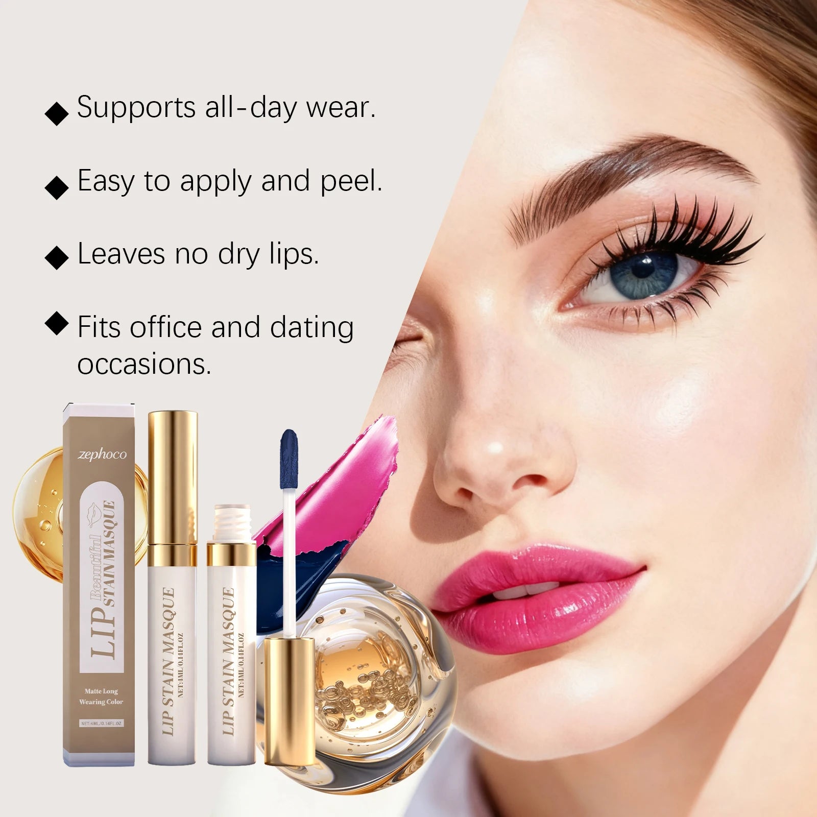 3 Colors Matte Peel-off Lip Gloss Moisturizing Buildable Shades Long Wearing Makeup Non-sticky Enhance Gloss Elegant Lipstick Oasis Select