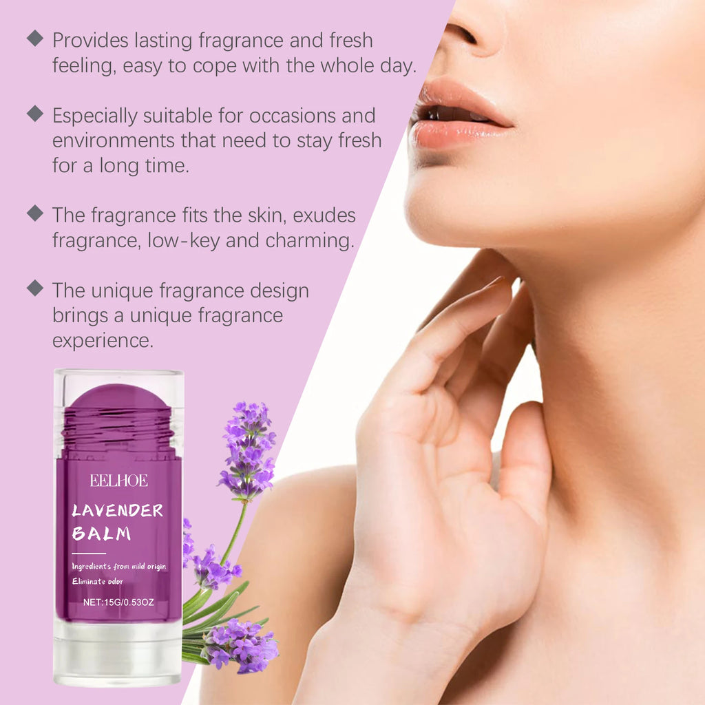 15G Lavender Body Balm Portable Moisturizing Skin Lasting Fresh Floral Fragrance Eliminate Bad Odor Body Deodorant Cream Stick Oasis Select