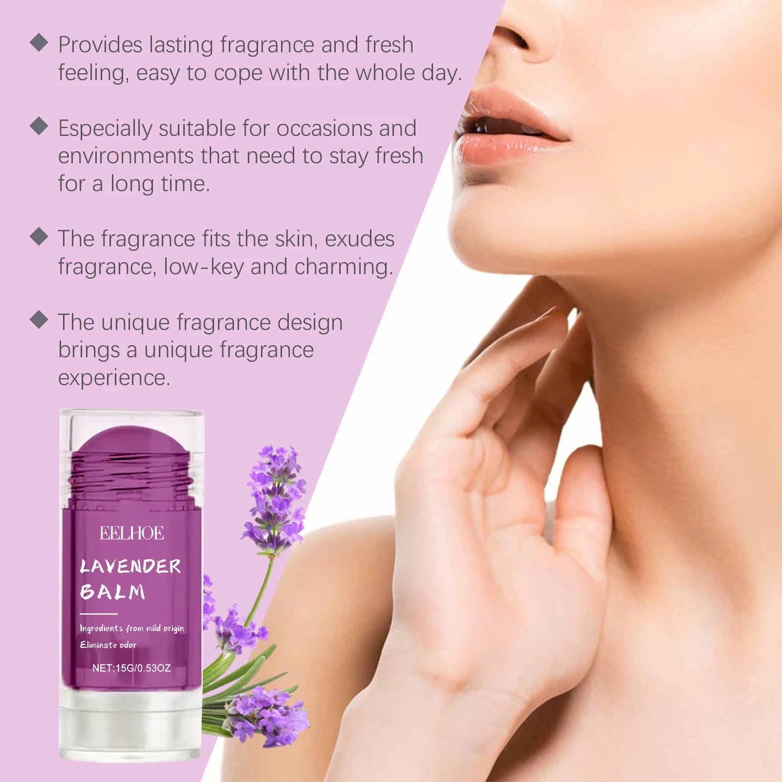 15G Lavender Body Balm Portable Moisturizing Skin Lasting Fresh Floral Fragrance Eliminate Bad Odor Body Deodorant Cream Stick Oasis Select
