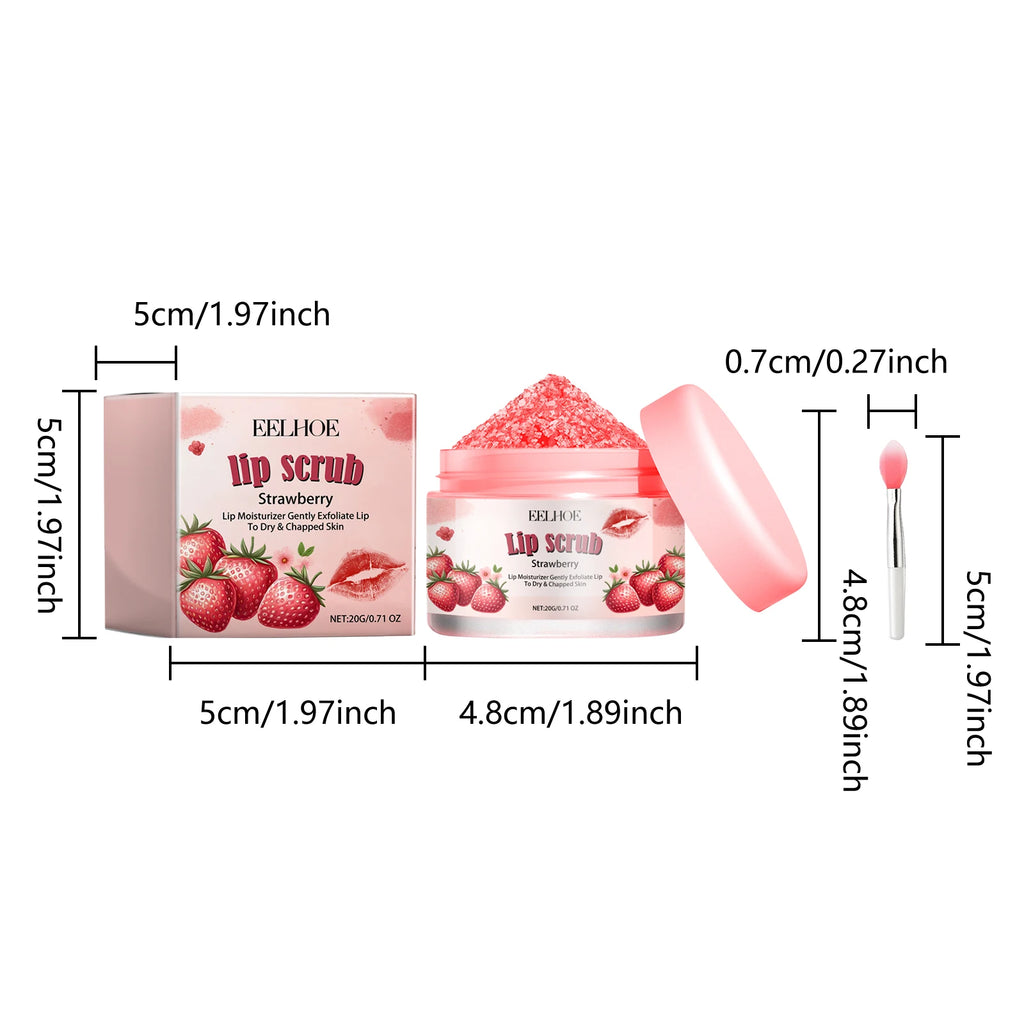 20g Strawberry Lip Scrub Cream Gentle Moisturizing Remove Dead Skin Enhance Smoothness Improve Texture Softening Anti-chapping Lip Exfoliating Cream Oasis Select