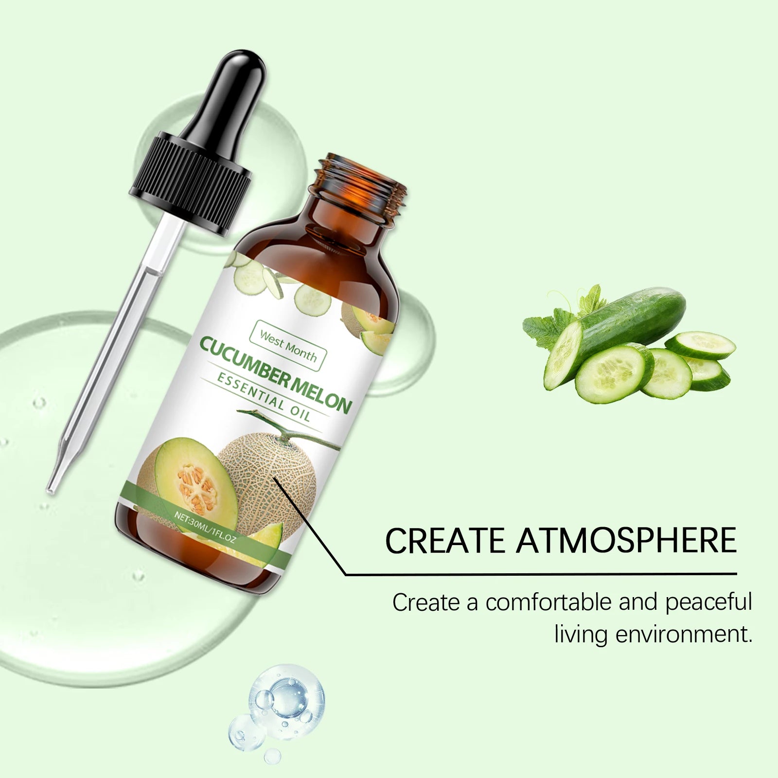30ML Cucumber Melon Essence Oil Deep Moisturizing Enhance Smoothness Relaxing Muscle Lasting Fresh Fragrance Soothing Body Oil Oasis Select