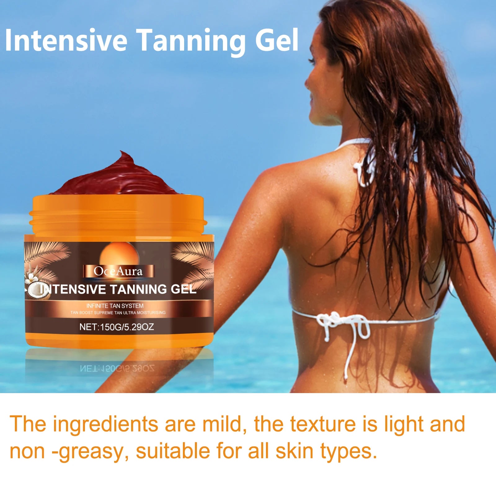 Intensive Tanning Gel Nourish Skin Hydrate Repairing Sunless Tan Booster Bronzing Summer Sunbed Beach Tanning Accelerator Cream Oasis Select