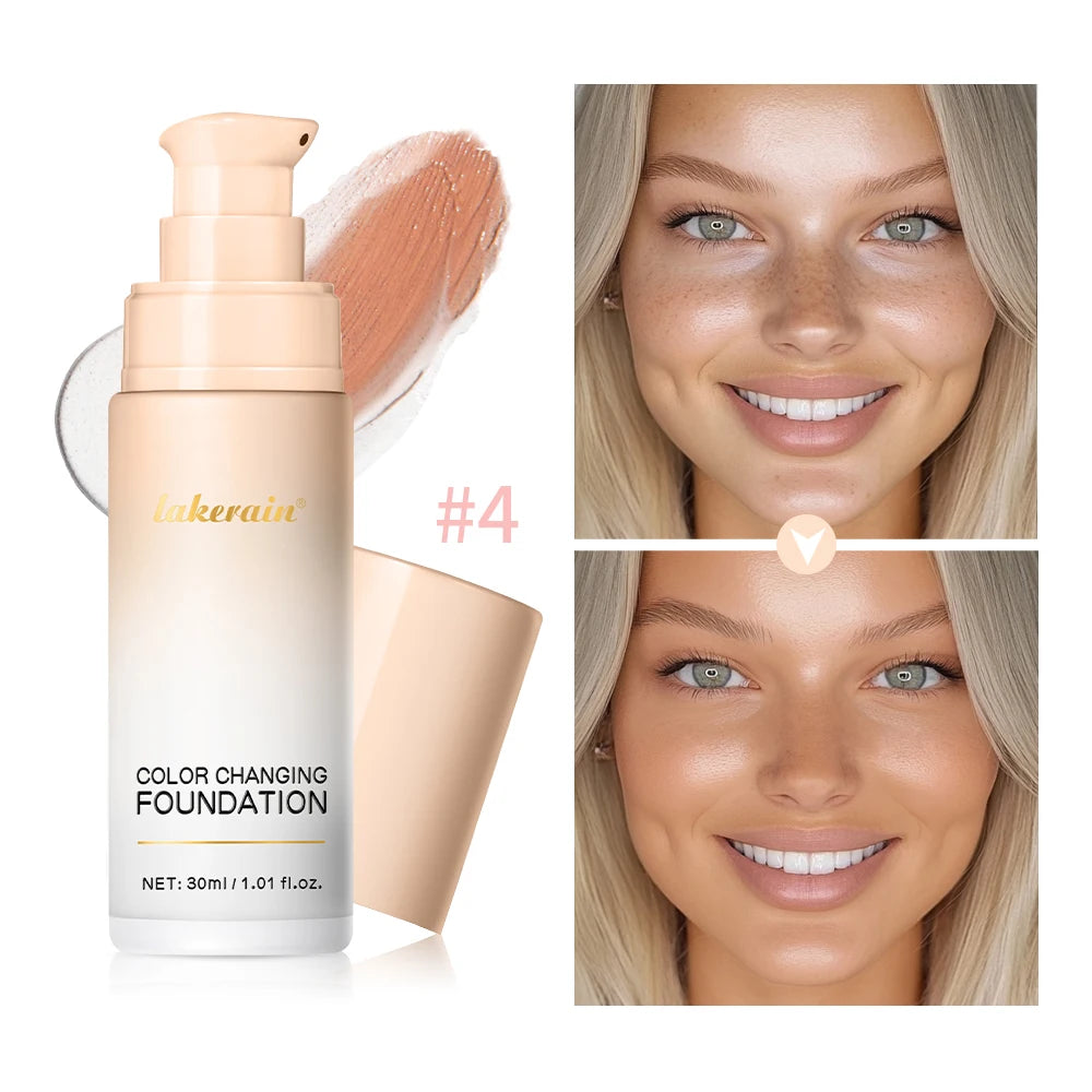 Color Changing Foundation Long-Lasting Makeup Effect Magic Foundation High Coverage Self-Coloring Cc Cream Cosmetics Oasis Select 4white