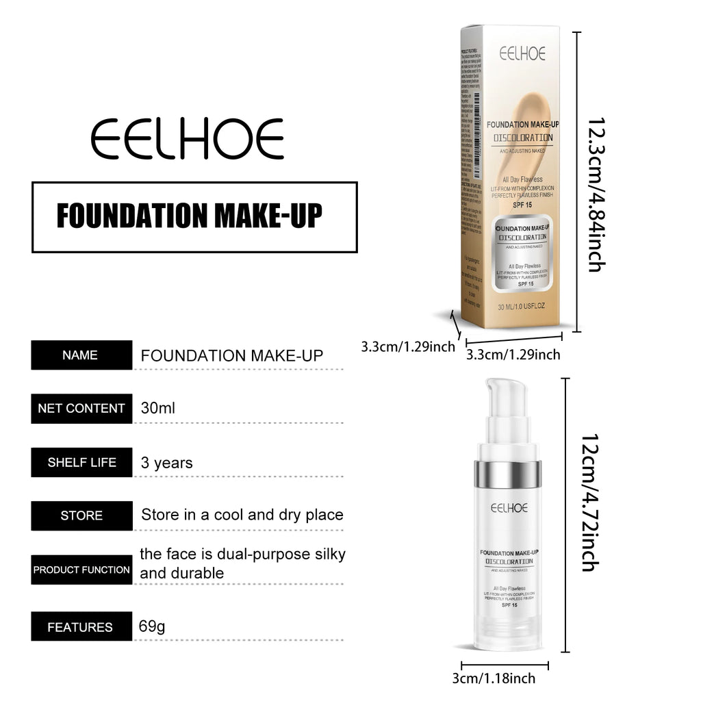 EELHOE Color Changing Makeup Foundation Lasting Moisturizing Non-greasy Matte Concealer Sweatproof Natural Brightening Makeup Oasis Select