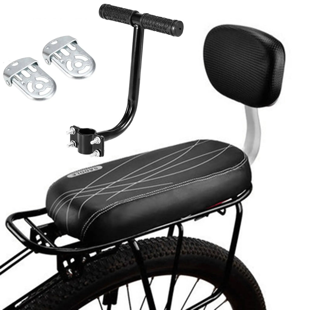 Child Bike Rear Seat Saddle With Handle Armrest Footrest Pedal Kid Bicycle Seat Mat Including Backrest For Cycling Bike Part Oasis Select