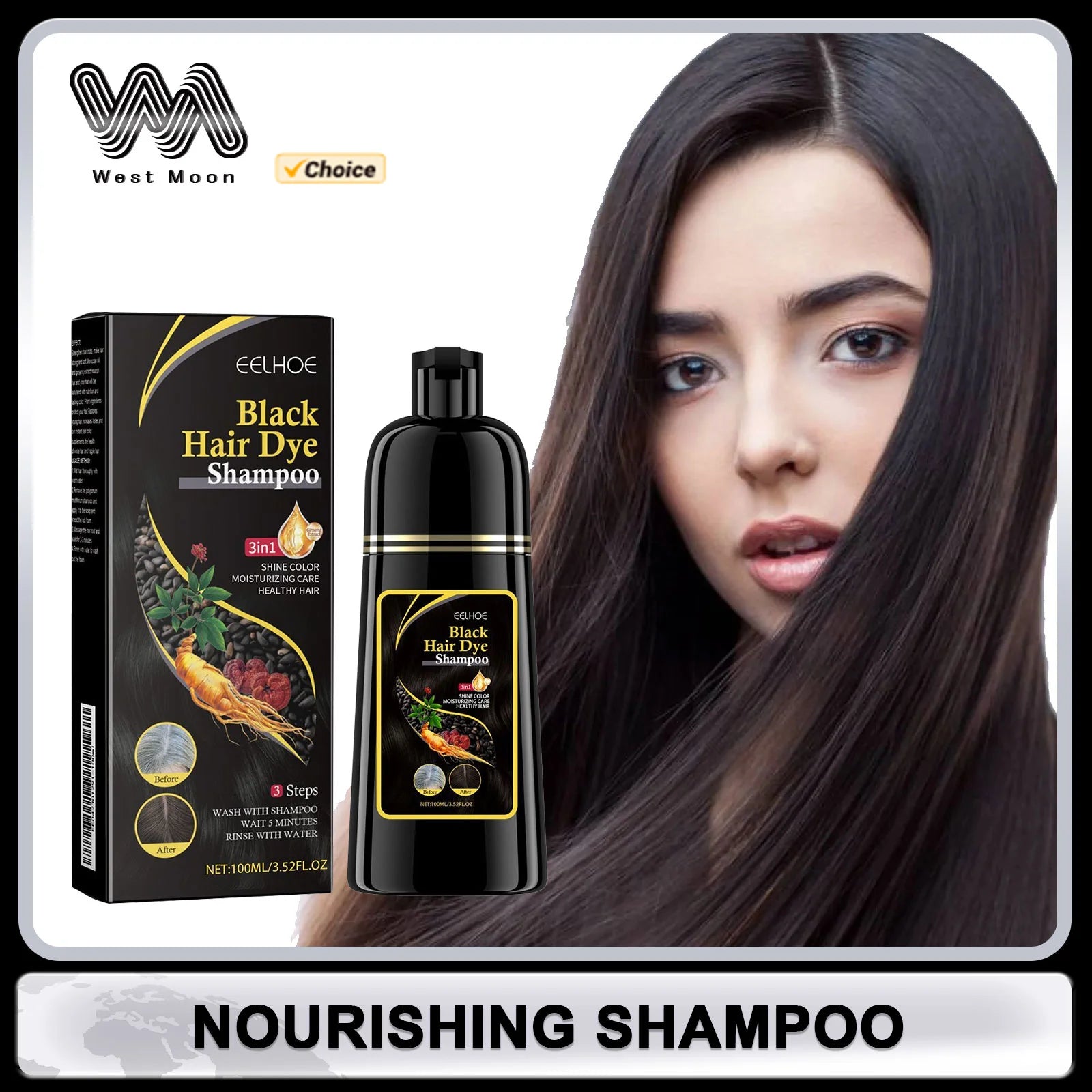 Hair Dye Shampoo Changing Hair Color Non-irritating Repair Oil Control Natural Fast Blacking Moisturizing Hair Coloring Shampoo Oasis Select